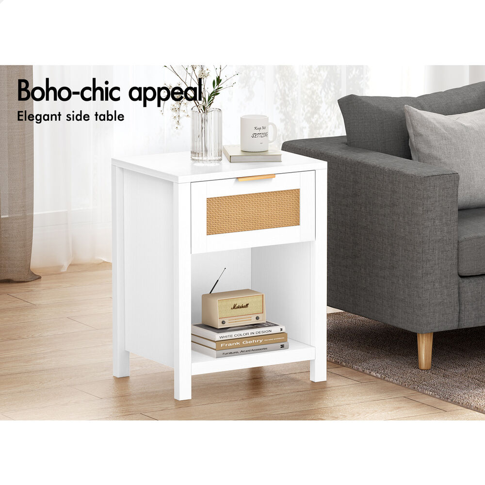 ALFORDSON 2x Bedside Table Nightstand Side End 1 Drawer Storage Shelf White