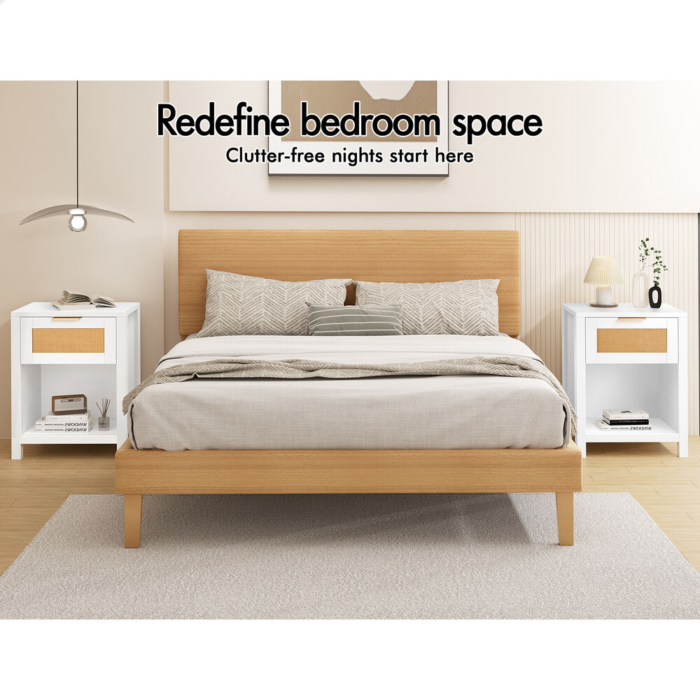 ALFORDSON 2x Bedside Table Nightstand Side End 1 Drawer Storage Shelf White