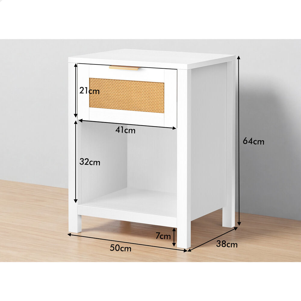 ALFORDSON 2x Bedside Table Nightstand Side End 1 Drawer Storage Shelf White