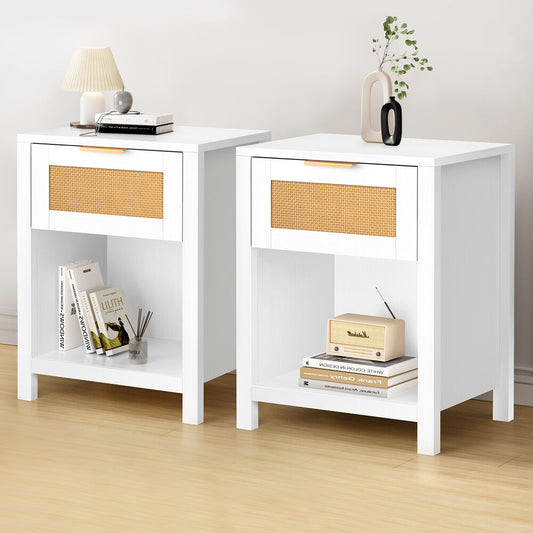 ALFORDSON 2x Bedside Table Nightstand Side End 1 Drawer Storage Shelf White