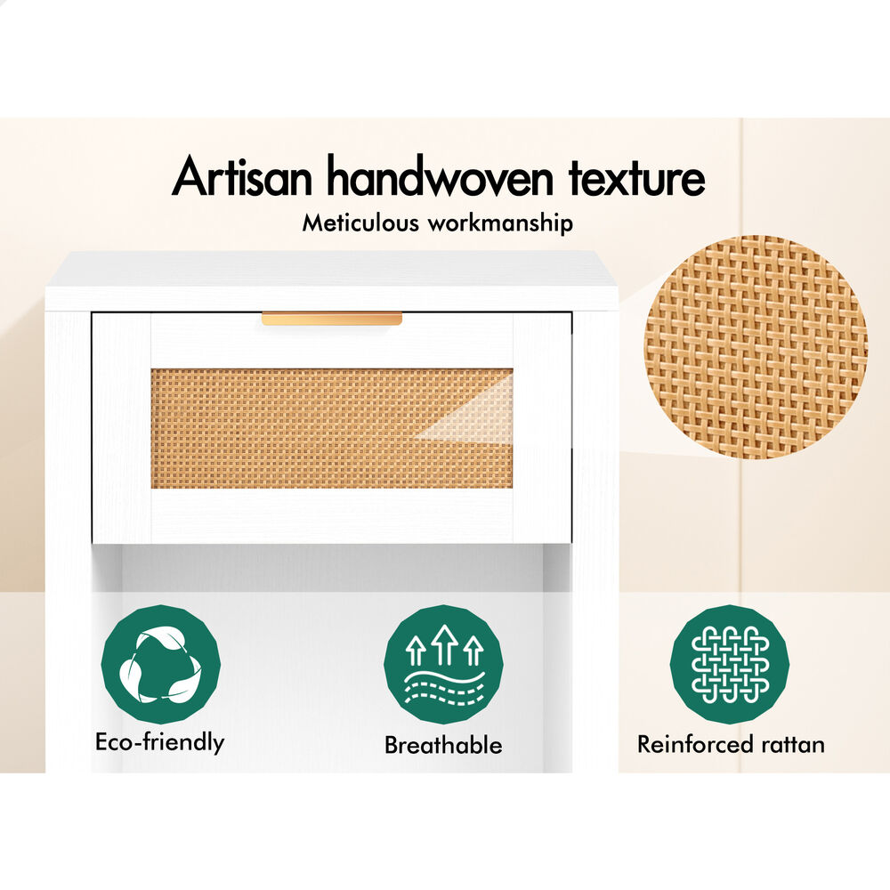 ALFORDSON Bedside Table Nightstand Side End 1 Drawer Storage Shelf White