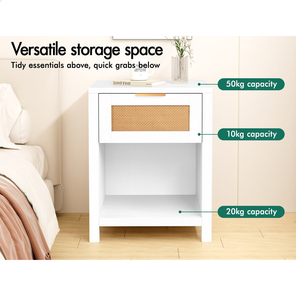 ALFORDSON Bedside Table Nightstand Side End 1 Drawer Storage Shelf White