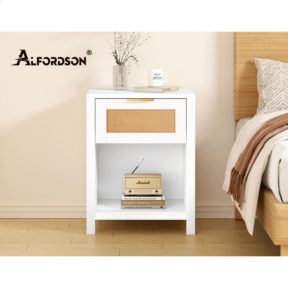 ALFORDSON Bedside Table Nightstand Side End 1 Drawer Storage Shelf White