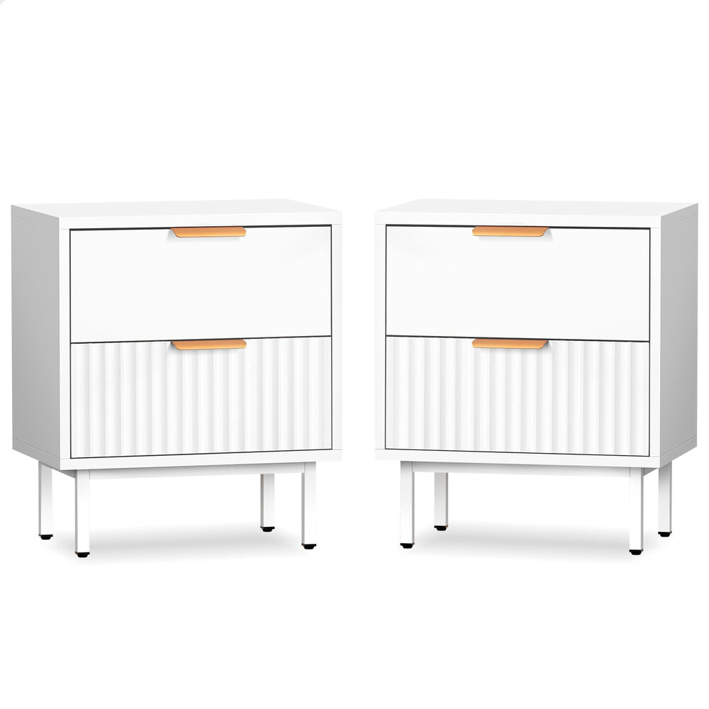 ALFORDSON 2× Bedside Table Nightstand 2 Drawers Side Storage Cabinet White