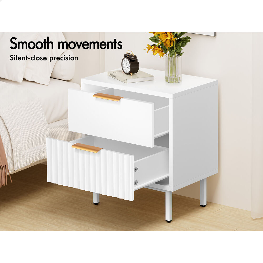 ALFORDSON 2× Bedside Table Nightstand 2 Drawers Side Storage Cabinet White