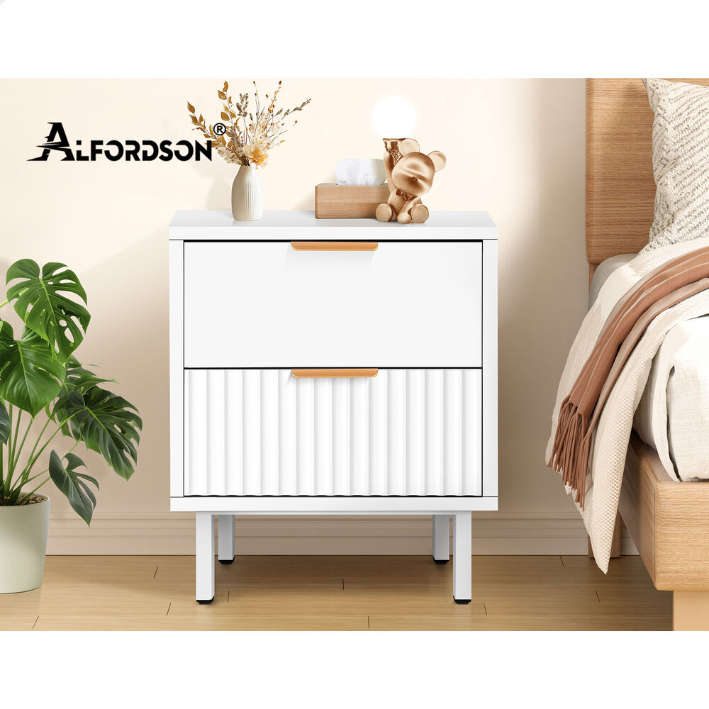 ALFORDSON Bedside Table Nightstand 2 Drawers Side Storage Cabinet White