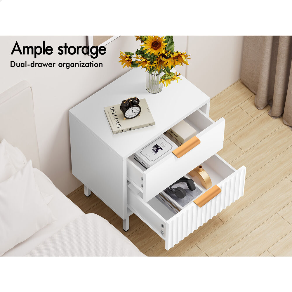 ALFORDSON Bedside Table Nightstand 2 Drawers Side Storage Cabinet White
