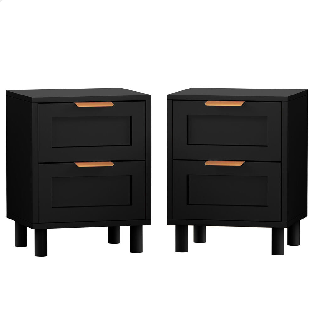 ALFORDSON 2x Bedside Table Side Storage Nightstand 2 Drawers Cabinet Black