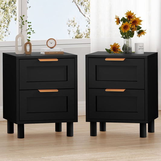 ALFORDSON 2x Bedside Table Side Storage Nightstand 2 Drawers Cabinet Black