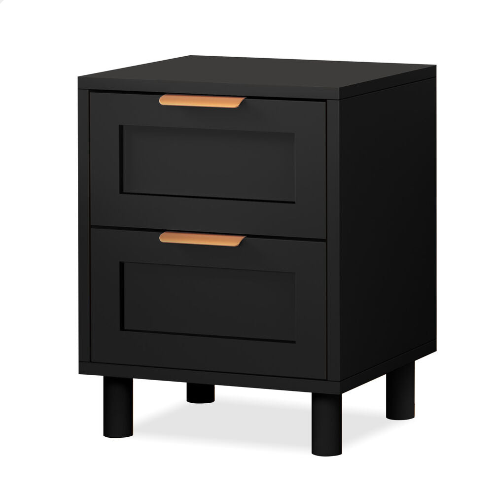 ALFORDSON Bedside Table Side Storage Nightstand 2 Drawers Cabinet Black