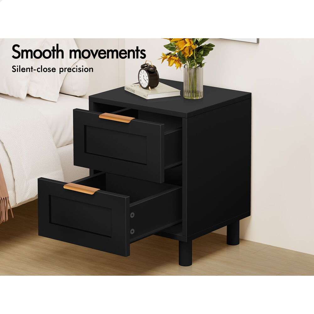 ALFORDSON Bedside Table Side Storage Nightstand 2 Drawers Cabinet Black