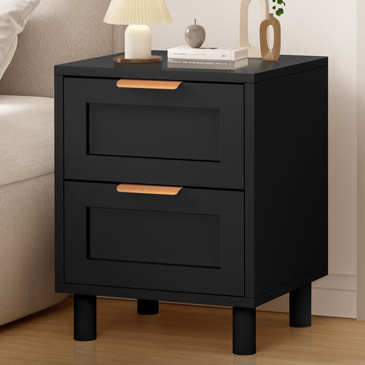 ALFORDSON Bedside Table Side Storage Nightstand 2 Drawers Cabinet Black