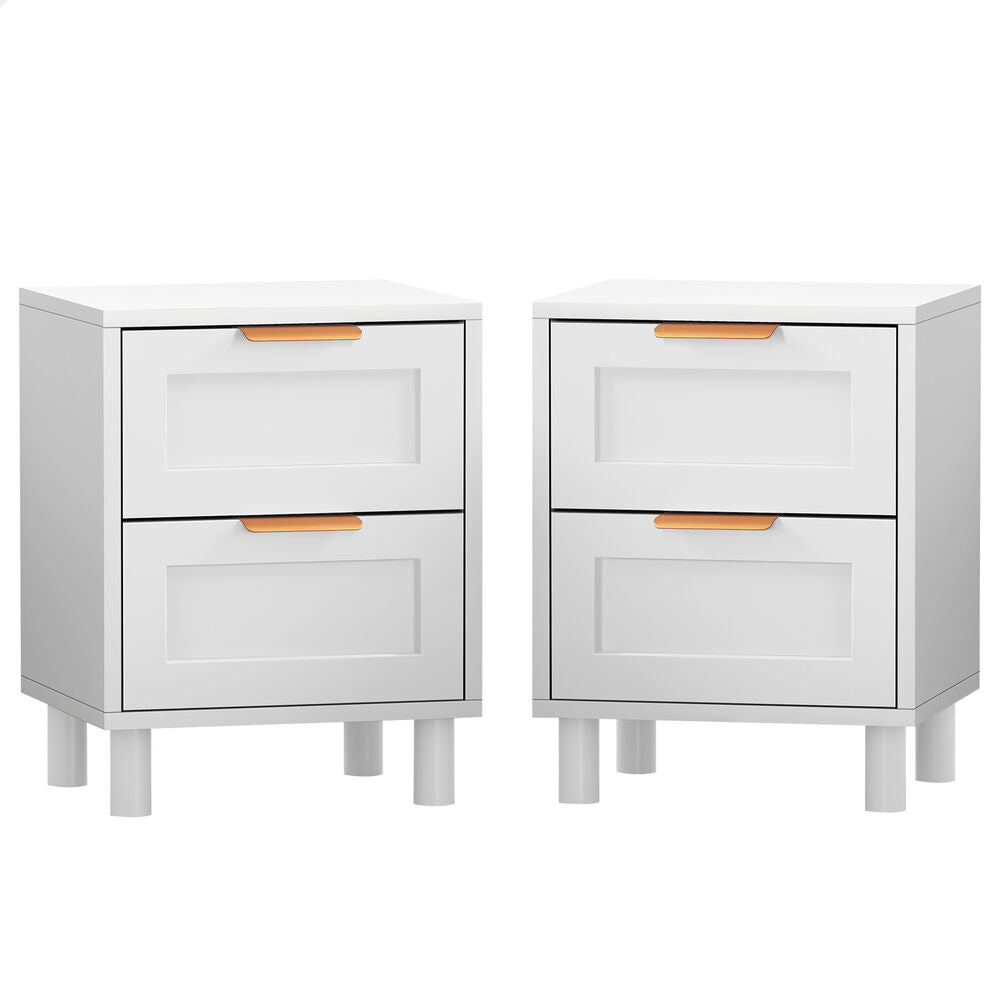 ALFORDSON 2x Bedside Table Side Storage Nightstand 2 Drawers Cabinet White