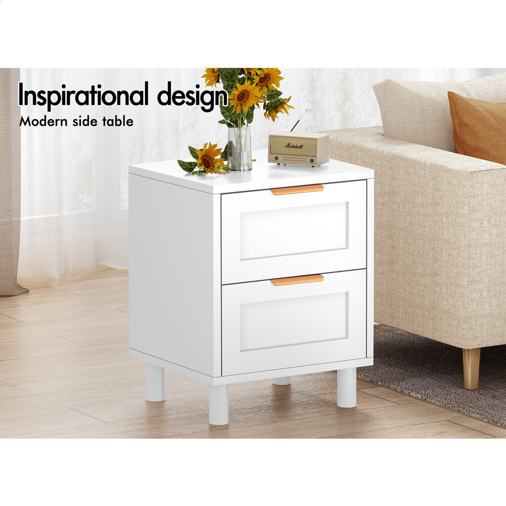 ALFORDSON Bedside Table Side Storage Nightstand 2 Drawers Cabinet White