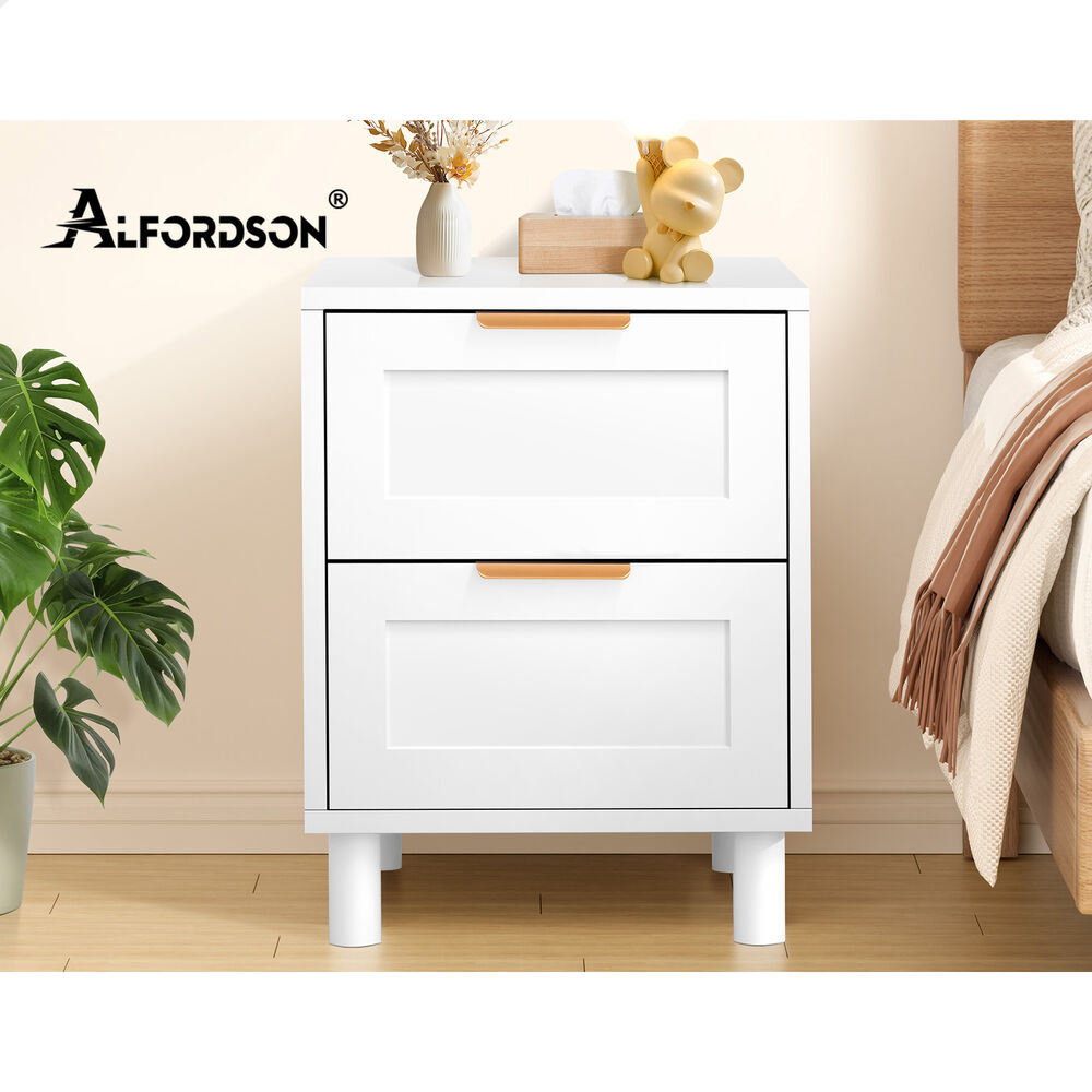 ALFORDSON Bedside Table Side Storage Nightstand 2 Drawers Cabinet White