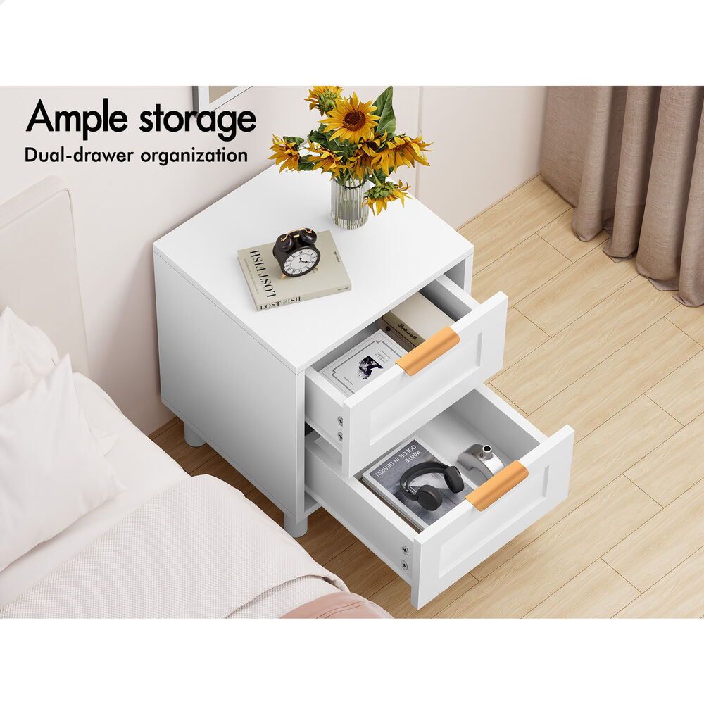 ALFORDSON Bedside Table Side Storage Nightstand 2 Drawers Cabinet White