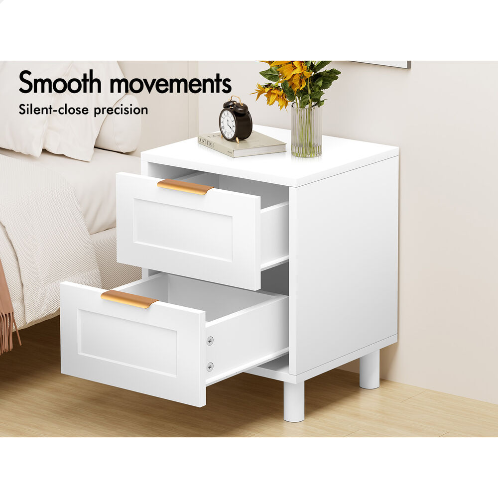 ALFORDSON Bedside Table Side Storage Nightstand 2 Drawers Cabinet White