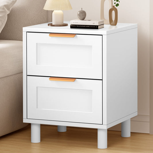 ALFORDSON Bedside Table Side Storage Nightstand 2 Drawers Cabinet White