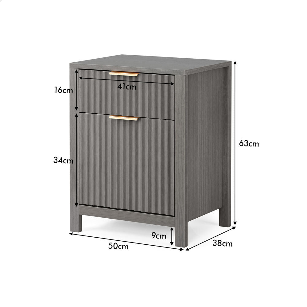 ALFORDSON 2x Bedside Table Nightstand Side Storage 2 Drawers Cabinet Grey