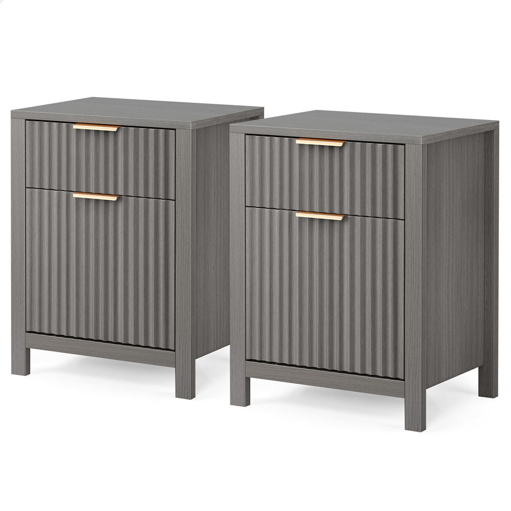 ALFORDSON 2x Bedside Table Nightstand Side Storage 2 Drawers Cabinet Grey