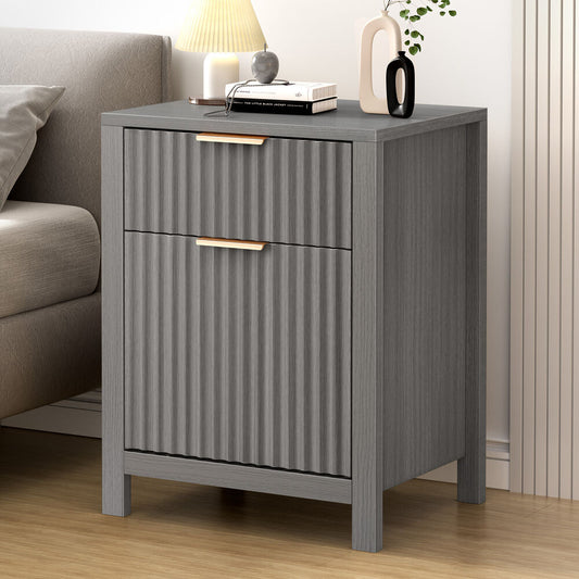 ALFORDSON Bedside Table Nightstand Side Storage 2 Drawers Cabinet Grey
