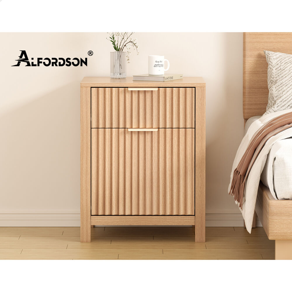 ALFORDSON 2x Bedside Table Nightstand Side Storage 2 Drawers Cabinet Wood