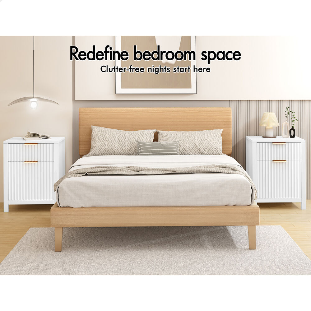 ALFORDSON 2x Bedside Table Nightstand Side Storage 2 Drawers Cabinet White