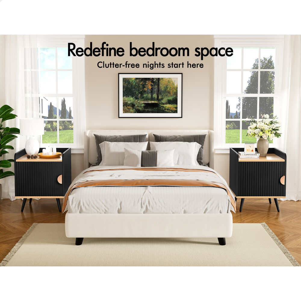 ALFORDSON 2x Bedside Table Cabinet Nightstand Side Storage Black