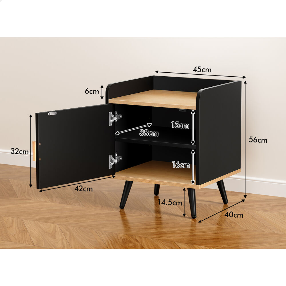 ALFORDSON 2x Bedside Table Cabinet Nightstand Side Storage Black