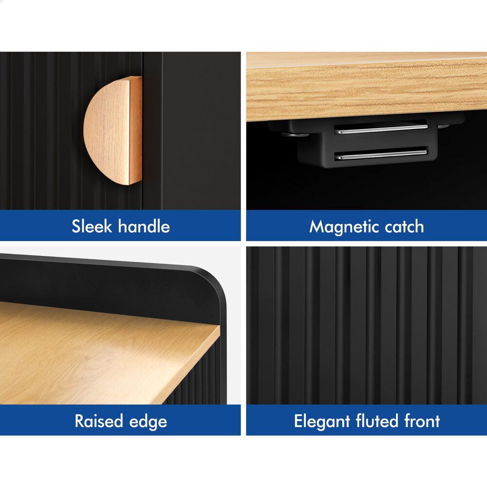 ALFORDSON 2x Bedside Table Cabinet Nightstand Side Storage Black