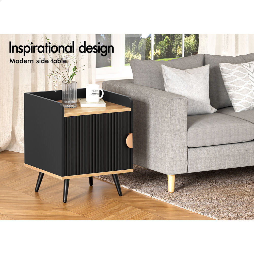 ALFORDSON 2x Bedside Table Cabinet Nightstand Side Storage Black