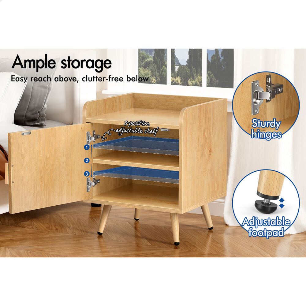 ALFORDSON 2x Bedside Table Cabinet Nightstand Side Storage Wood