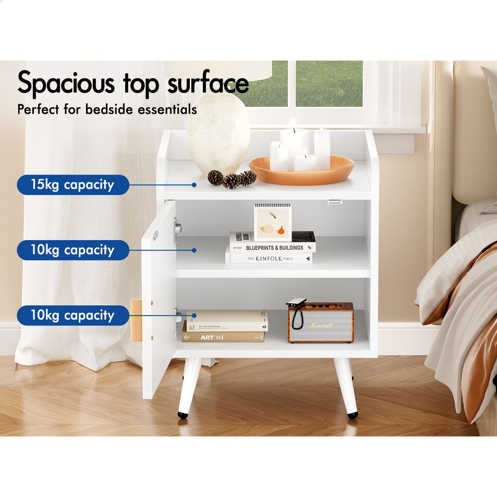 ALFORDSON 2x Bedside Table Cabinet Nightstand Side Storage White