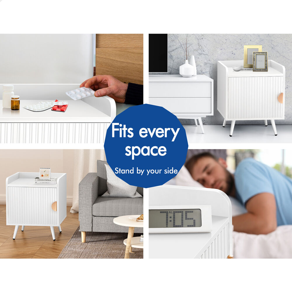 ALFORDSON 2x Bedside Table Cabinet Nightstand Side Storage White