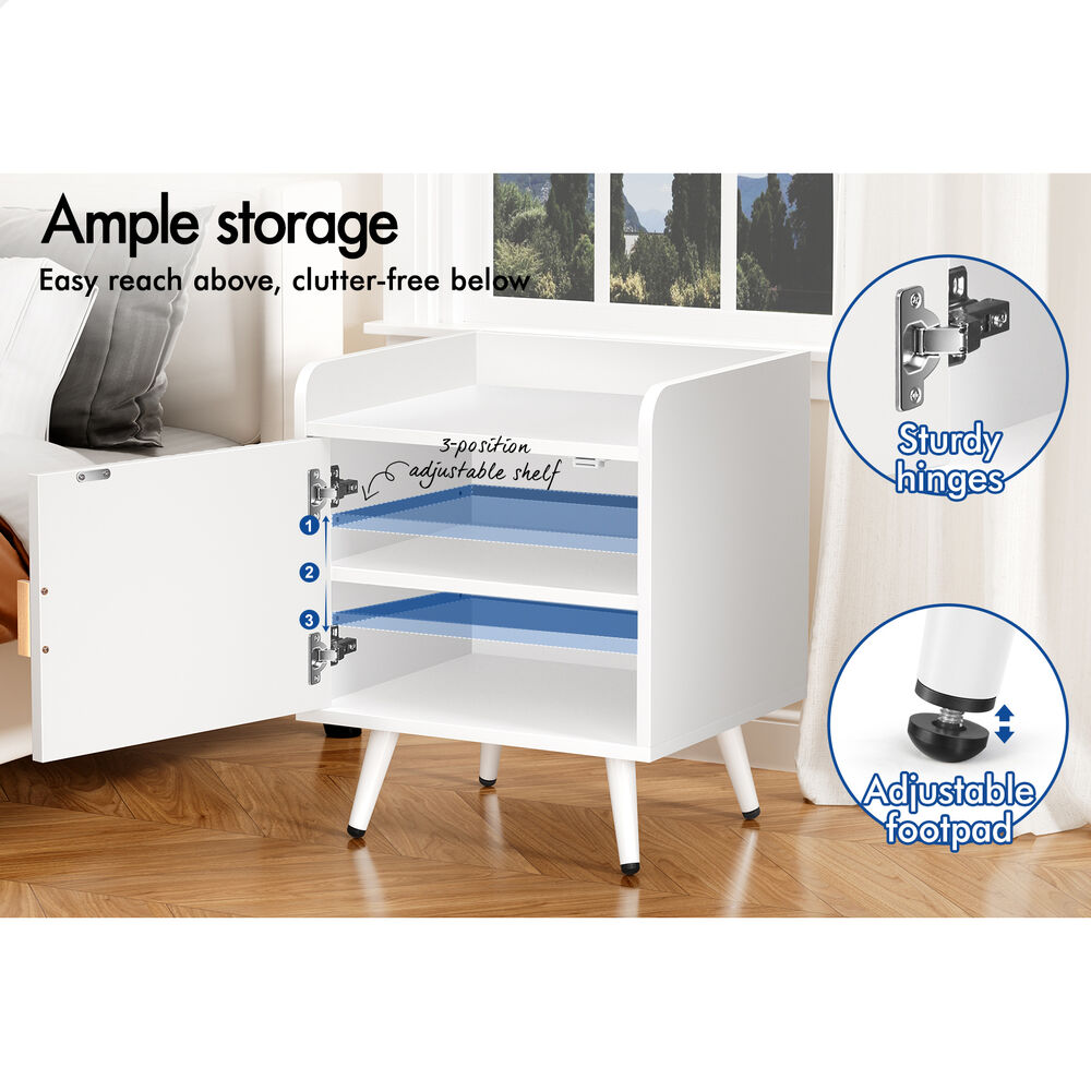 ALFORDSON 2x Bedside Table Cabinet Nightstand Side Storage White