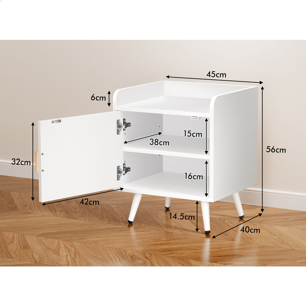 ALFORDSON 2x Bedside Table Cabinet Nightstand Side Storage White