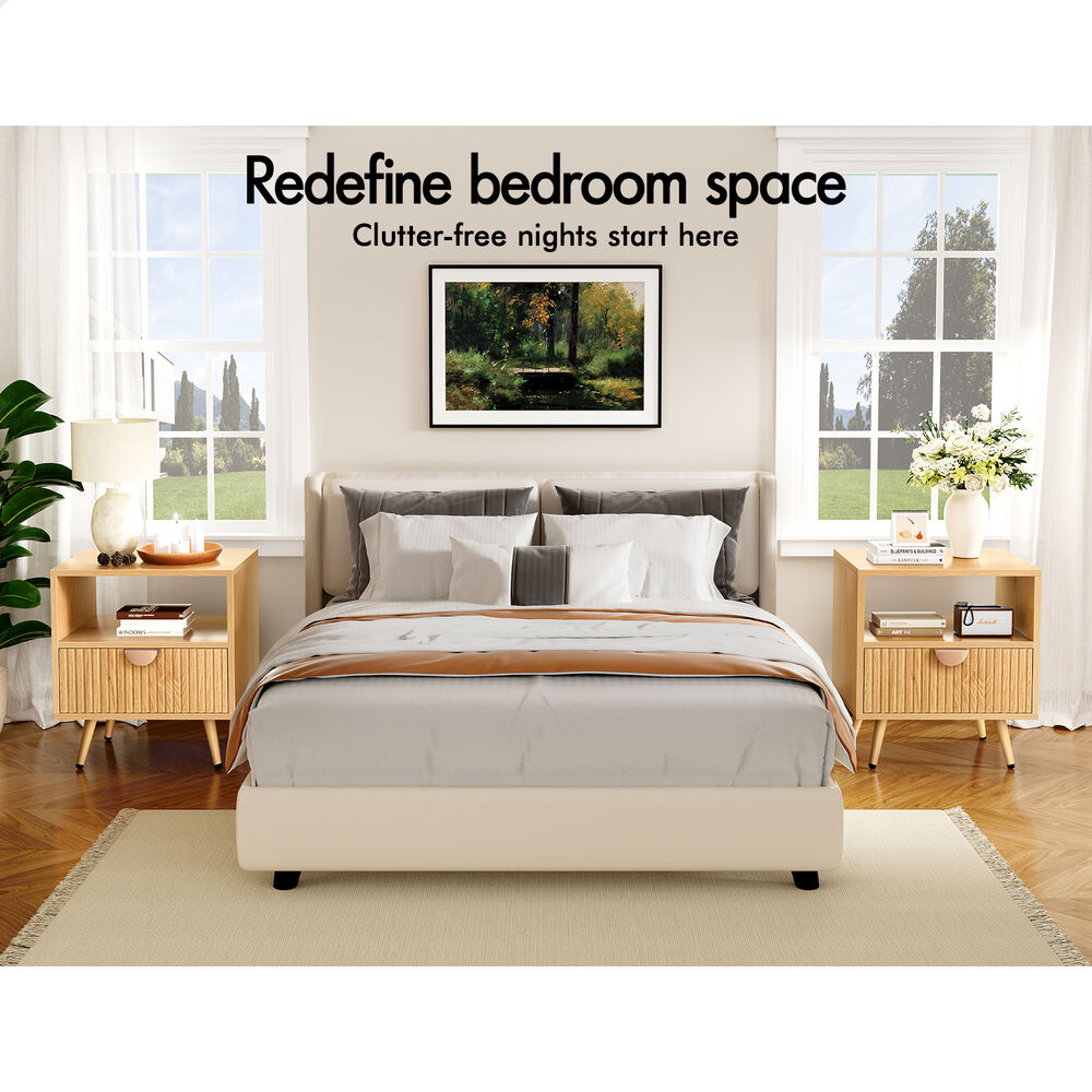 ALFORDSON 2x Bedside Table 1 Drawer Side Storage Shelf Nightstand Wood