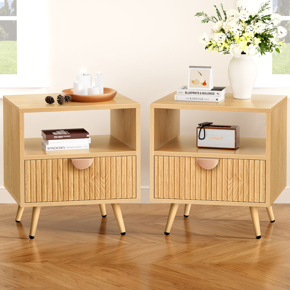ALFORDSON 2x Bedside Table 1 Drawer Side Storage Shelf Nightstand Wood