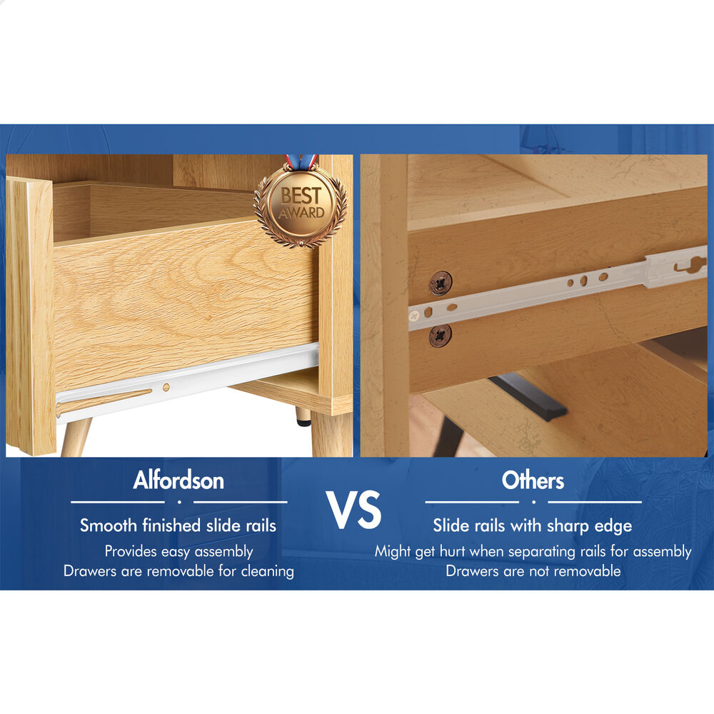 ALFORDSON 2x Bedside Table 1 Drawer Side Storage Shelf Nightstand Wood