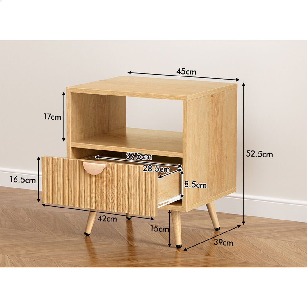 ALFORDSON Bedside Table 1 Drawer Side Storage Shelf Nightstand Wood