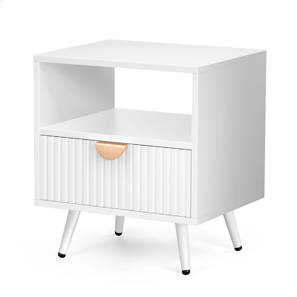 ALFORDSON 2x Bedside Table 1 Drawer Side Storage Shelf Nightstand White