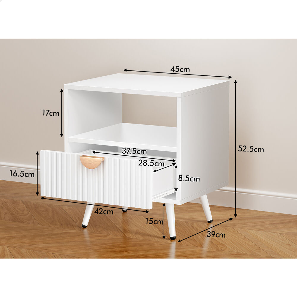 ALFORDSON 2x Bedside Table 1 Drawer Side Storage Shelf Nightstand White