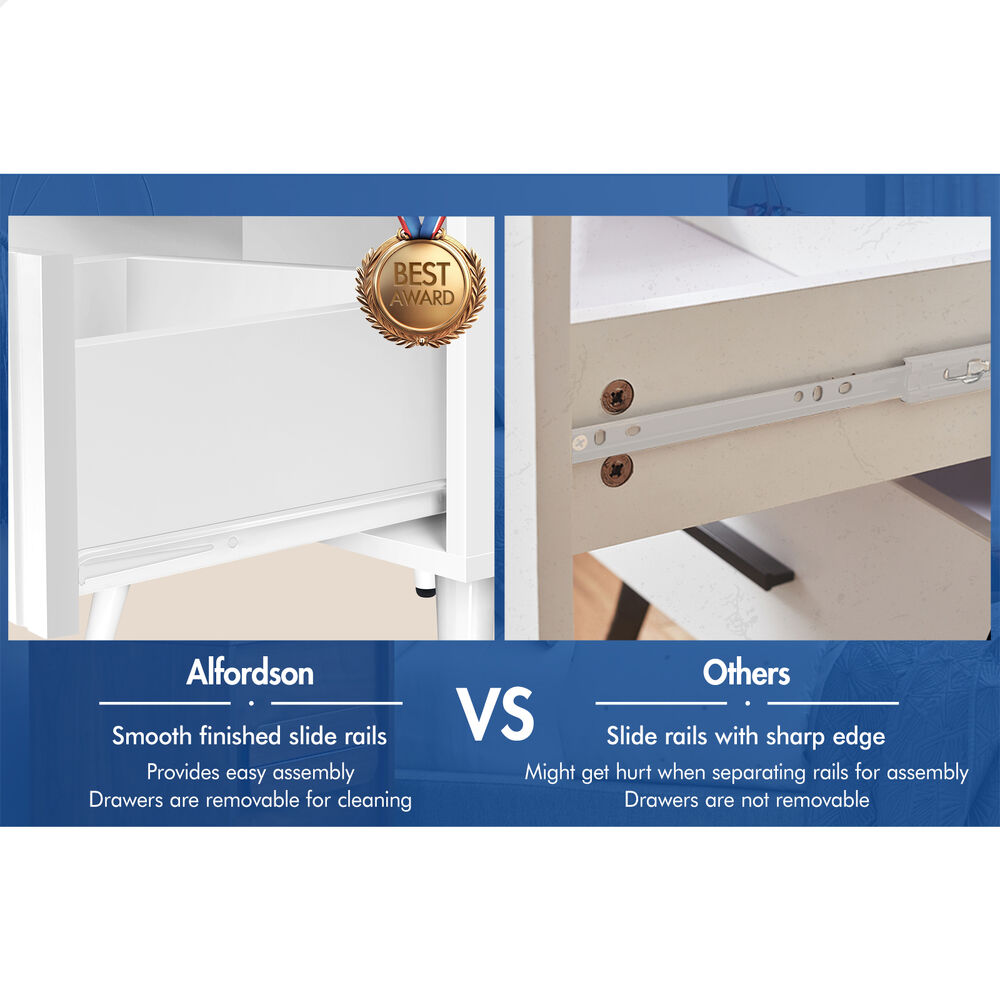 ALFORDSON 2x Bedside Table 1 Drawer Side Storage Shelf Nightstand White