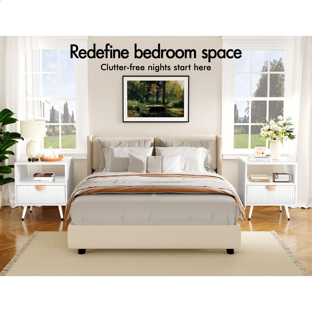 ALFORDSON 2x Bedside Table 1 Drawer Side Storage Shelf Nightstand White