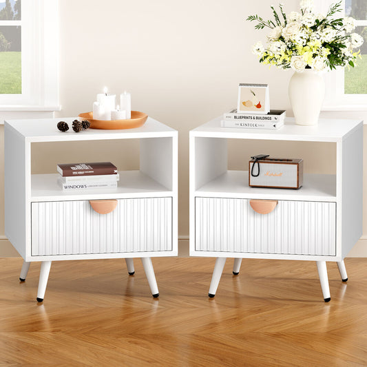 ALFORDSON 2x Bedside Table 1 Drawer Side Storage Shelf Nightstand White