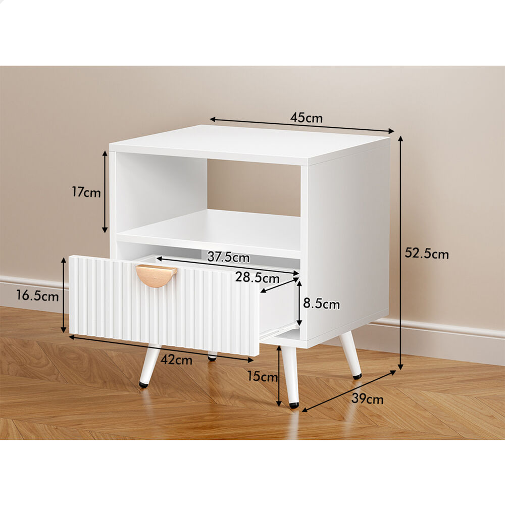 ALFORDSON Bedside Table 1 Drawer Side Storage Shelf Nightstand White