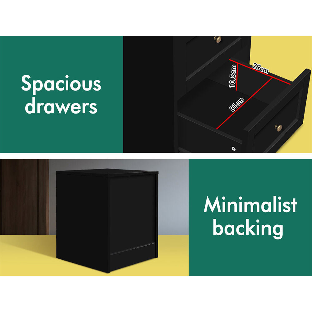 ALFORDSON 5 Chest of Drawers Bedside Table Hamptons Bedroom Storage Black