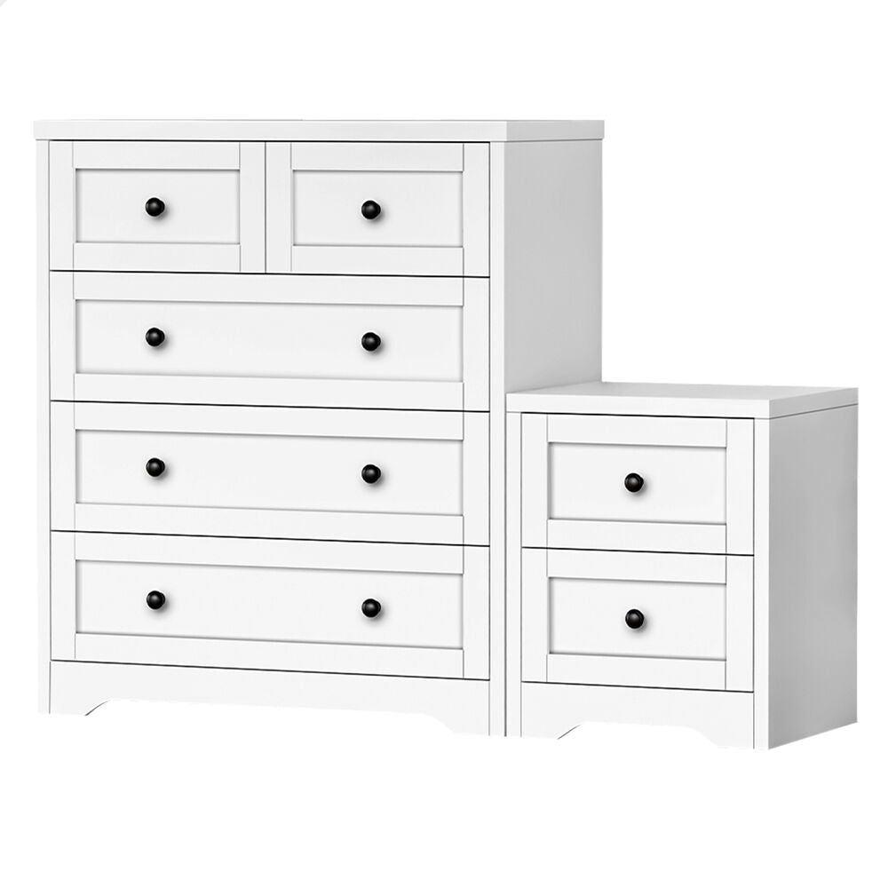 ALFORDSON 5 Chest of Drawers Bedside Table Hamptons Bedroom Storage White