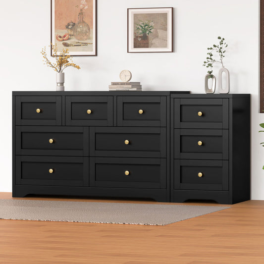 ALFORDSON 7 Chest of Drawers Bedside Table Hamptons Bedroom Storage Black