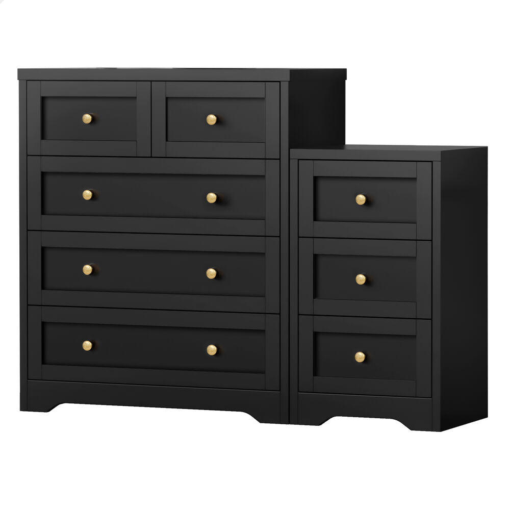 ALFORDSON 5 Chest of Drawers Bedside Table Bedroom Storage Hamptons Black